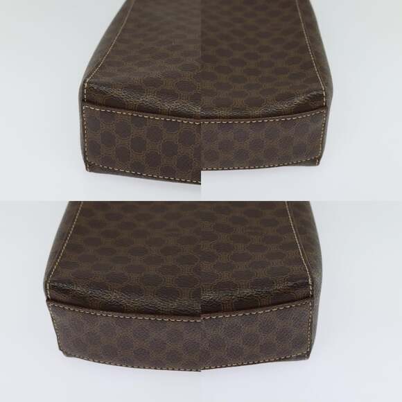 CELINE Macadam Canvas Shoulder Bag Pvc Leather Brown Gold - Picture 10 of 13